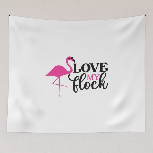 Item preview, Love my Flock Love Flamingo Funny Summer Love Valentine Summer Gift Art Design Happy Life Apparel Essential Motivation Inspiration Joy Mood  designed and sold by DesignByHeartUK.