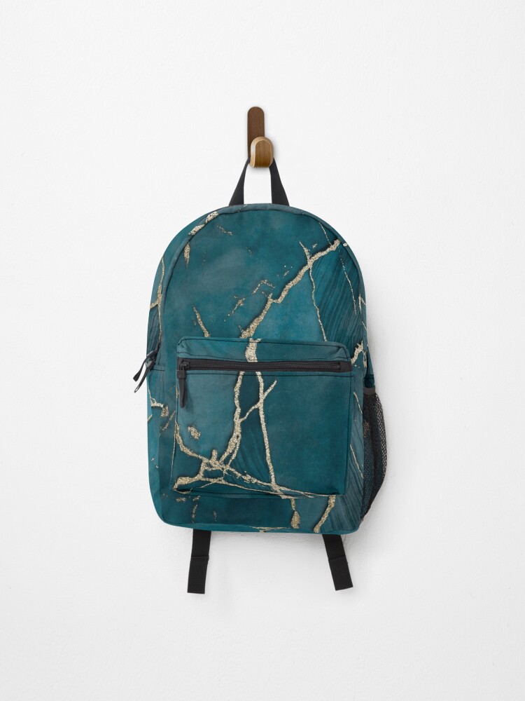 Turquoise Teal And Gold Marble Gemstone Luxury Backpack for Sale by  artsandsoul