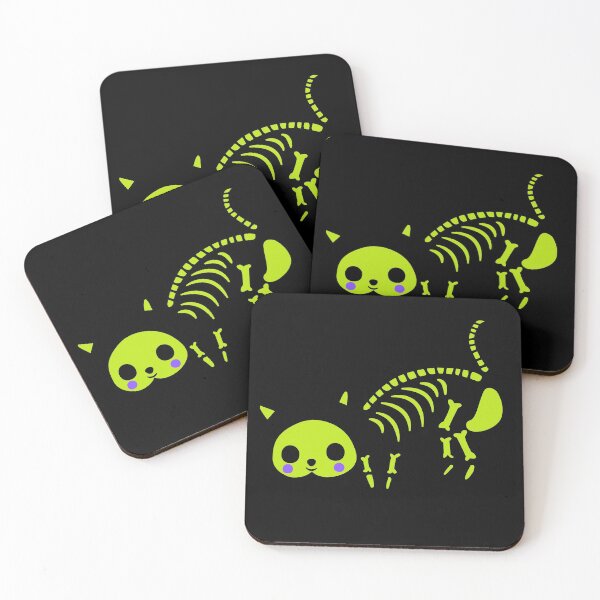 Item preview, Neon Green Skeleton Crouching Kitty Simple Bold Design designed and sold by EarthArtDesigns.