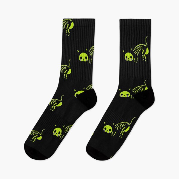Item preview, Neon Green Skeleton Crouching Kitty Simple Bold Design designed and sold by EarthArtDesigns.