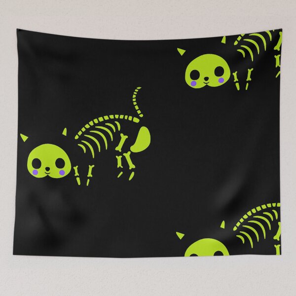 Item preview, Neon Green Skeleton Crouching Kitty Simple Bold Design designed and sold by EarthArtDesigns.