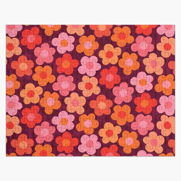 Artikel-Vorschau von Flowerfull on Plum (fröhliches Boho-Retro-Blumenmuster), designt und verkauft von PaisleyMcNoodle.