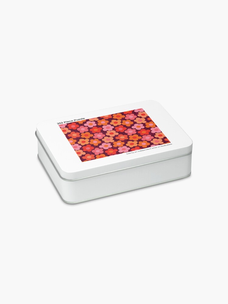 Alternate view of Flowerfull on Plum (happy boho retro floral pattern) Jigsaw Puzzle