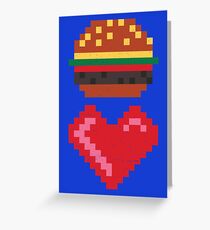 8-BIT BURGER LOVE Greeting Card