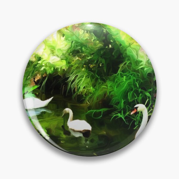 Item preview, Swan Family and Spring Flowers Oil Painting designed and sold by Zurickdesigns.