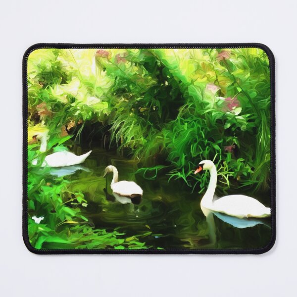 Item preview, Swan Family and Spring Flowers Oil Painting designed and sold by Zurickdesigns.