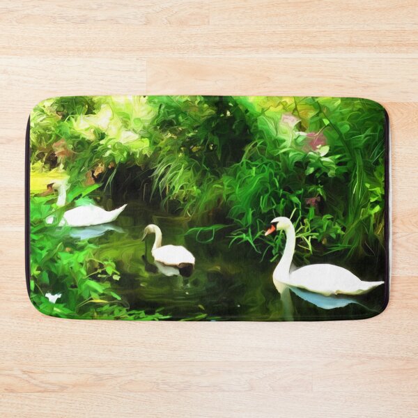 Item preview, Swan Family and Spring Flowers Oil Painting designed and sold by Zurickdesigns.