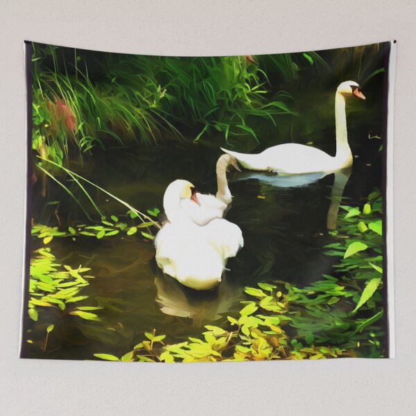 Item preview, Swan Family and Spring Flowers Oil Painting 2 designed and sold by Zurickdesigns.