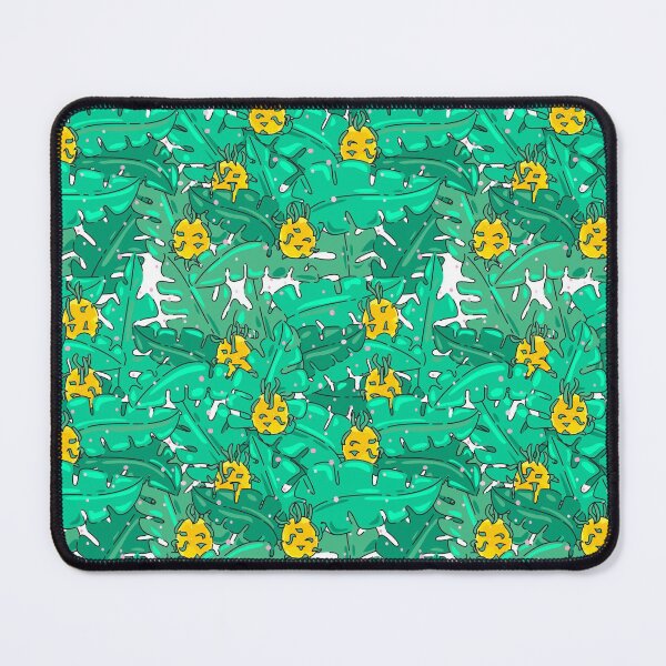Item preview, Yellow dragon fruit, pitaya, seamless pattern with jungle leaves designed and sold by FlamesandFrost.
