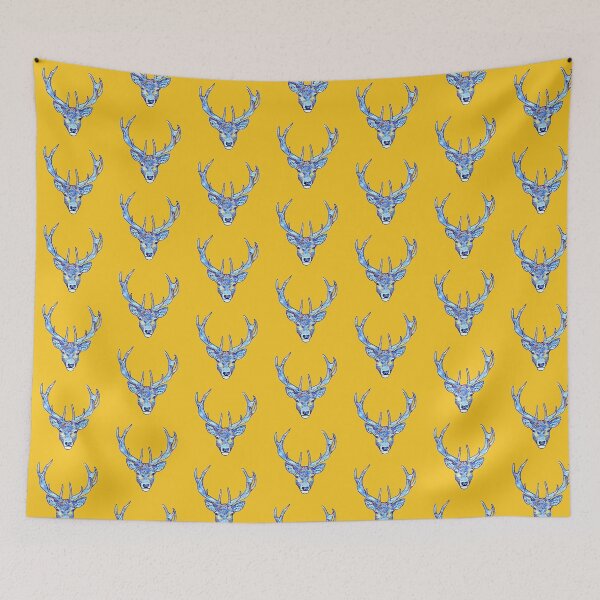 Item preview, Blue deer antlers on yellow designed and sold by Ninaeva.