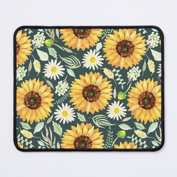 Item preview, Sunflowers and Daisies | Watercolor | Green | Pattern  designed and sold by Harpley Design Studio.