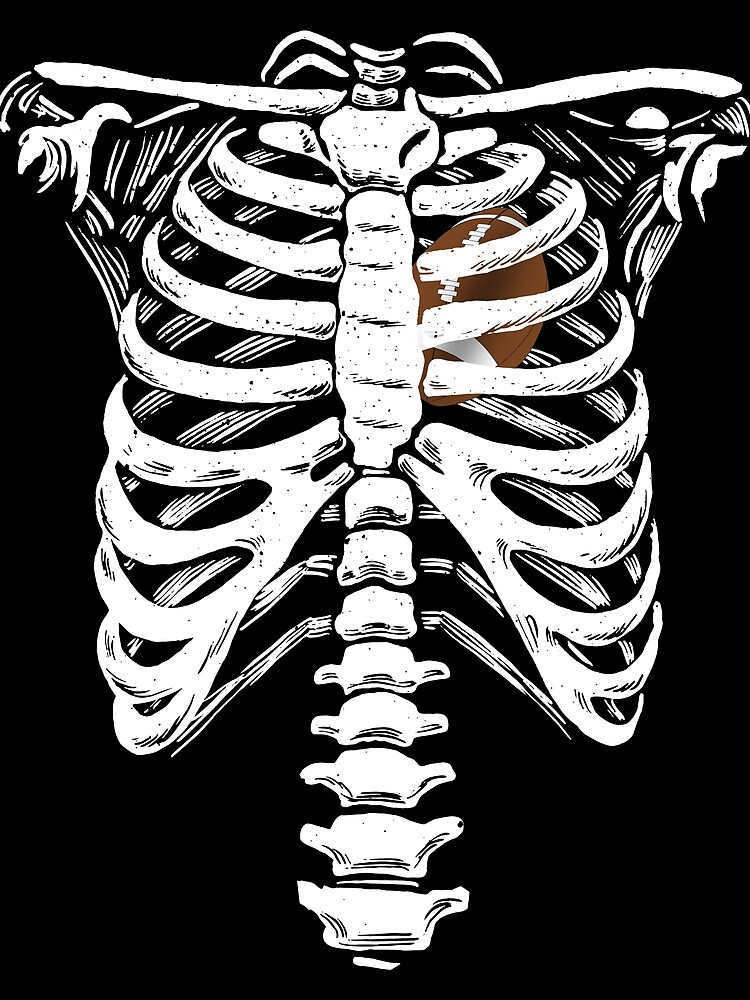 Thumbnail 3 von 3, Tuch, Football Heart Skeleton Rib Cage Halloween Love Football Gear designt und verkauft von DynamicDesign.