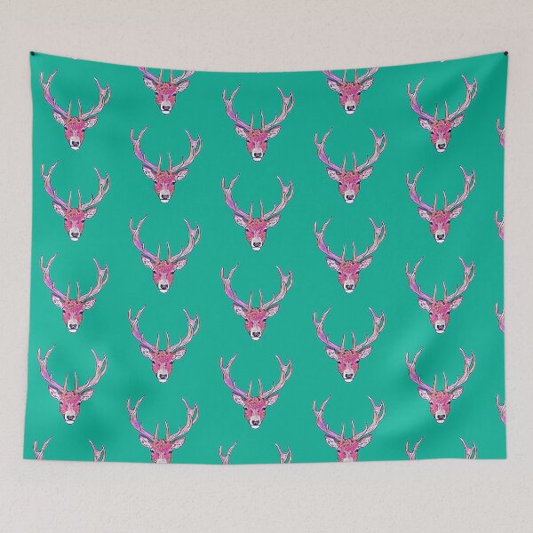 Item preview, Pink deer antlers on turquoise designed and sold by Ninaeva.