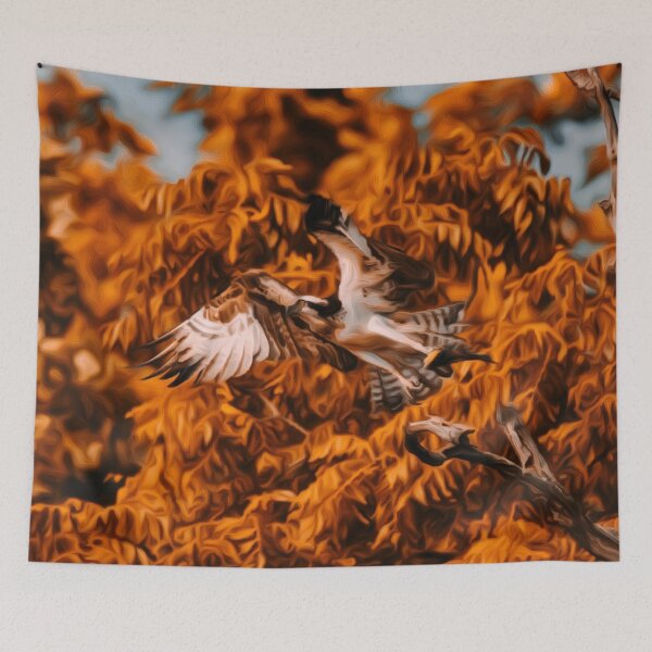 Item preview, Osprey in Flight Autumn Oil Painting designed and sold by Zurickdesigns.