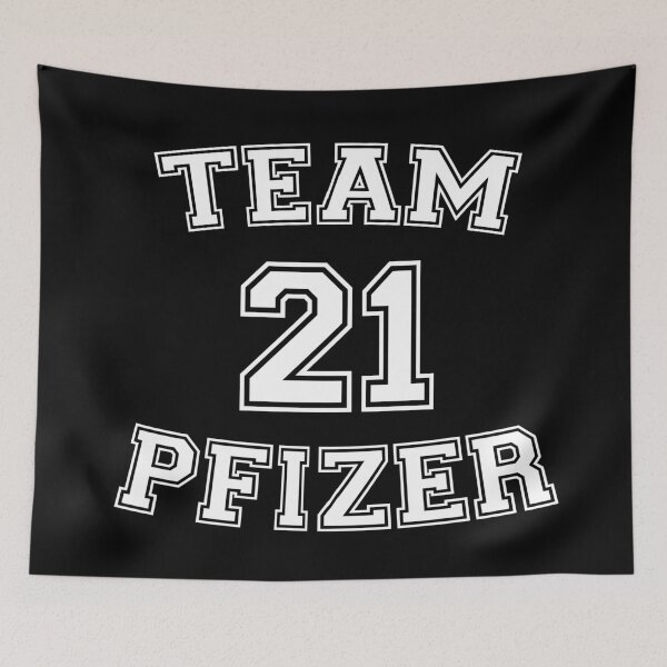 Item preview, Vaccine pride: Team Pfizer (white college/varsity jersey typeface) designed and sold by Ofeefee.