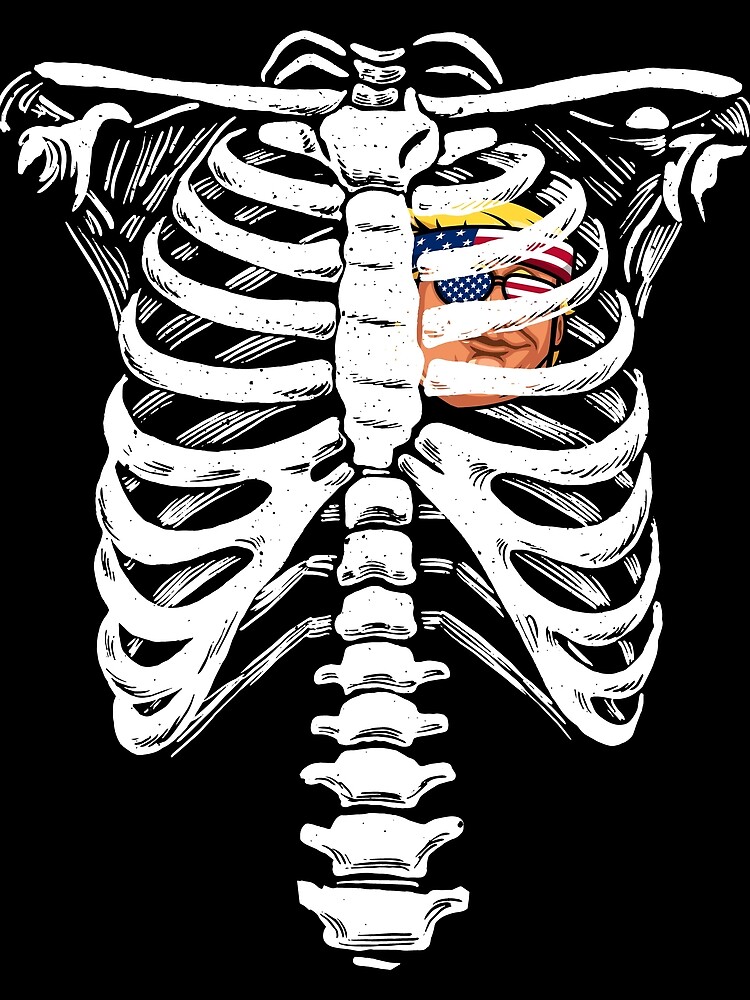 Thumbnail 3 von 3, Tuch, Trump Heart Skeleton Rib Cage Halloween Love Trump Skeleton Gear designt und verkauft von DynamicDesign.