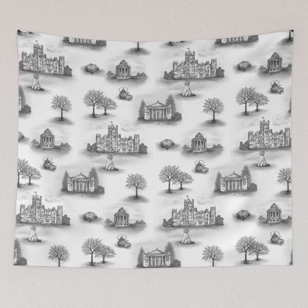 Item preview, Black and Gray Downton Abbey Toile designed and sold by Sharilea.
