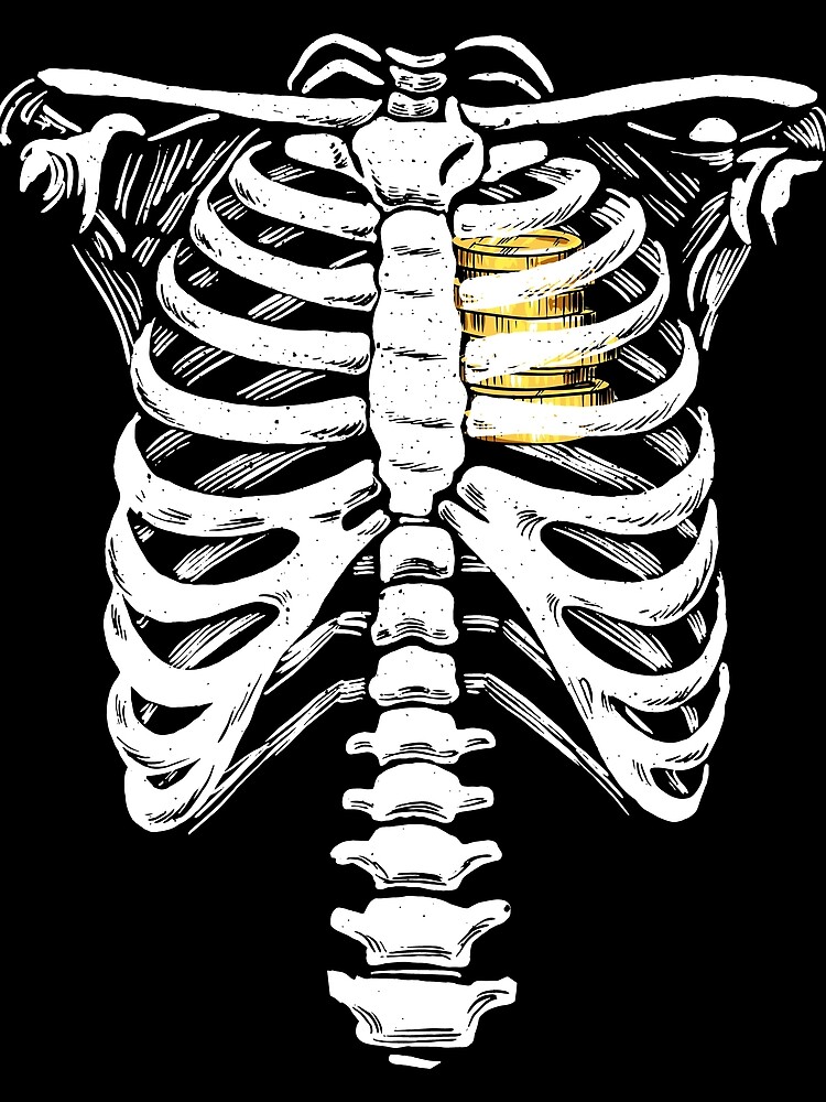 Thumbnail 3 von 3, Tuch, Gold Heart Skeleton Rib Cage Love Heart Of Gold Skeleton Gear designt und verkauft von DynamicDesign.