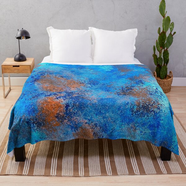 Artikelvorschau, Blau Orange Abstrakte Acrylmalerei auf Leinwand| Wandkunst| Wand Dekoration entworfen und verkauft von Ebycreations.