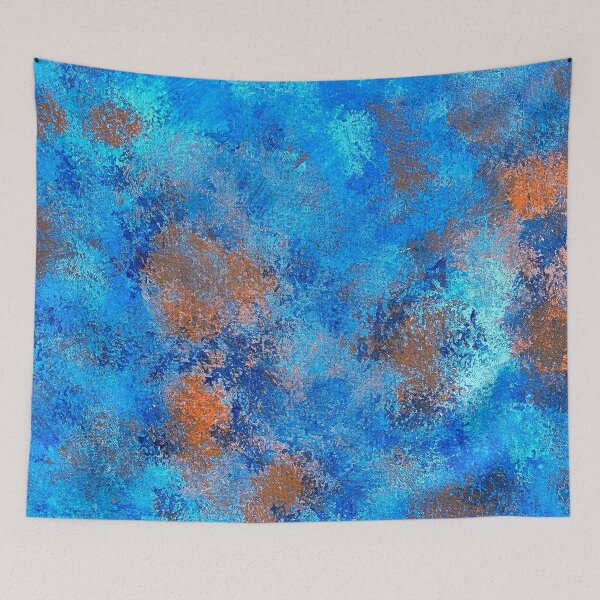 Item preview, Blu Orange Abstract Acrylic Painting on Canvas| Wall Art| Wall Decor designed and sold by Ebycreations.