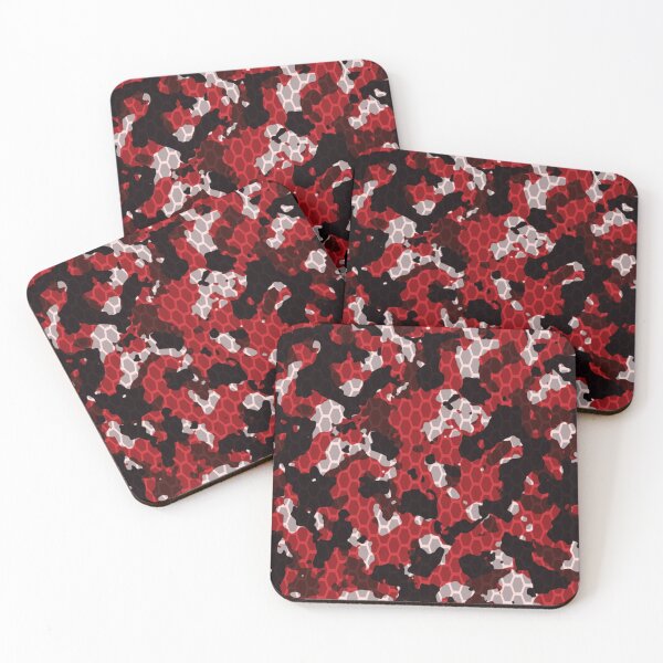 Item preview, Seamless red black and white camo with hi-tech hexagonal grid pattern vector designed and sold by TeeFashionShop.