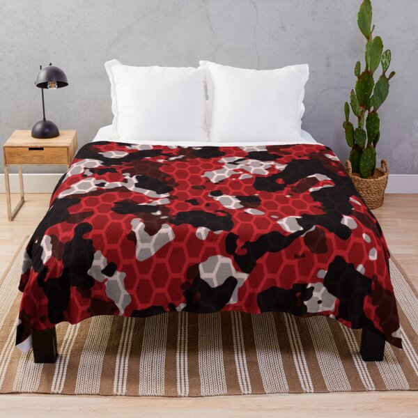 Item preview, Seamless red black and white camo with hi-tech hexagonal grid pattern vector designed and sold by TeeFashionShop.