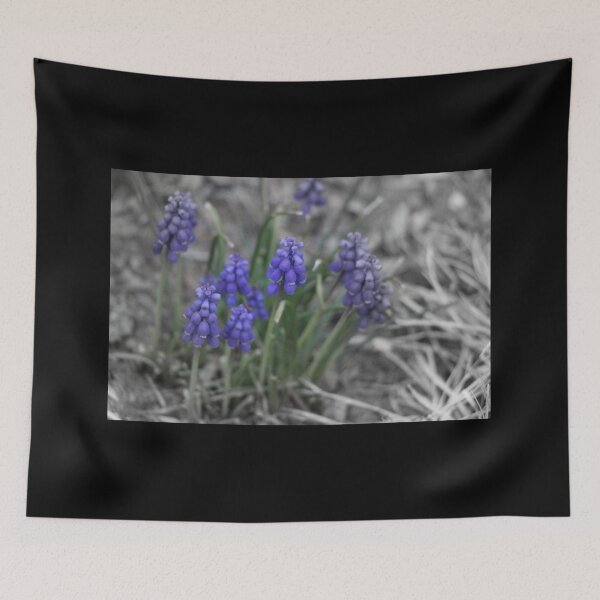 Item preview, Purple Grape Hyacinths Blooms Focal Black and White designed and sold by JariHawk.