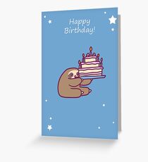 Happy Birthday Cake Sloth Greeting Card