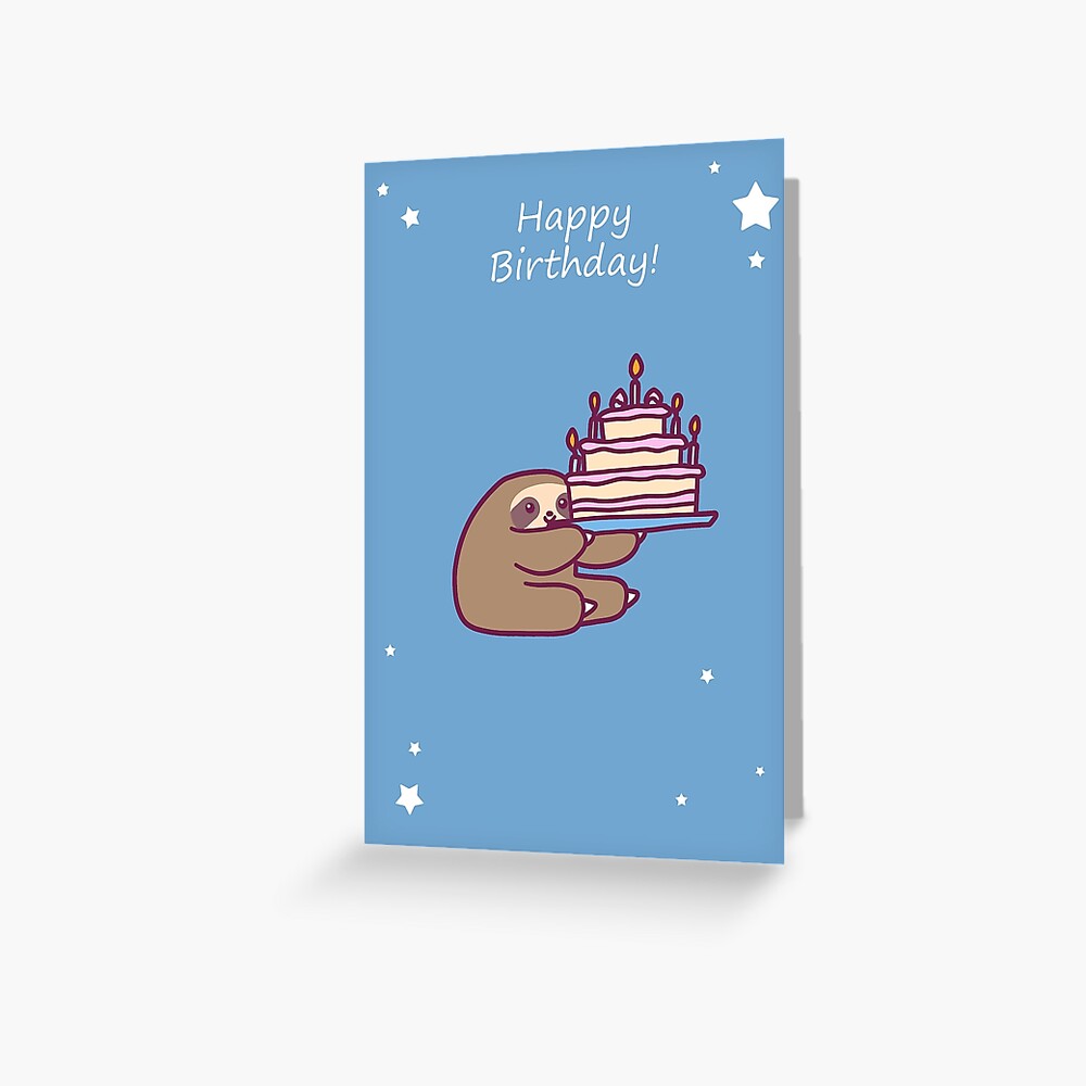 Happy Birthday Cake Sloth Greeting Card