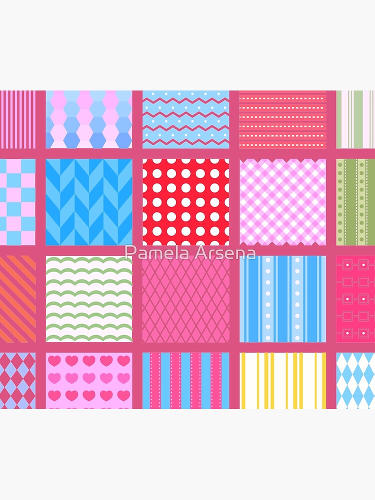 Patchwork Stripe Polka Dot Quilt Chevron Print by xpressio