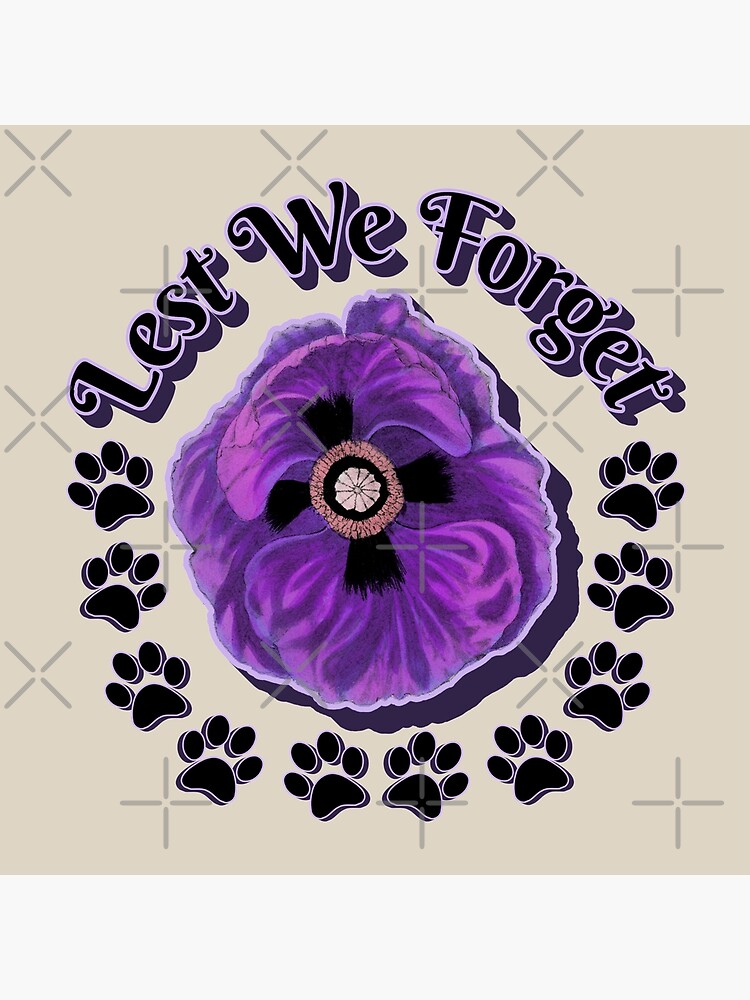Animal Lest We Forget Purple Lilac Poppy Remembrance Day