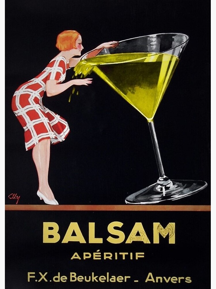 Balsam Aperitif - Woman Tips Giant Martini Glass - Vintage Poster Art  Canvas Print / Canvas Art by Vertigo Creative - Fine Art America