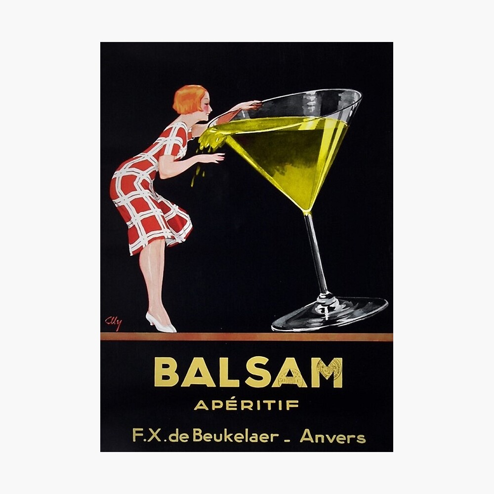 Póster «Cartel publicitario de bebidas alcohólicas de aperitivo de bálsamo  amarillo dorado vintage para decoración de hogar y pared de cocina, bar,  bar y comedor» de jferro67 | Redbubble