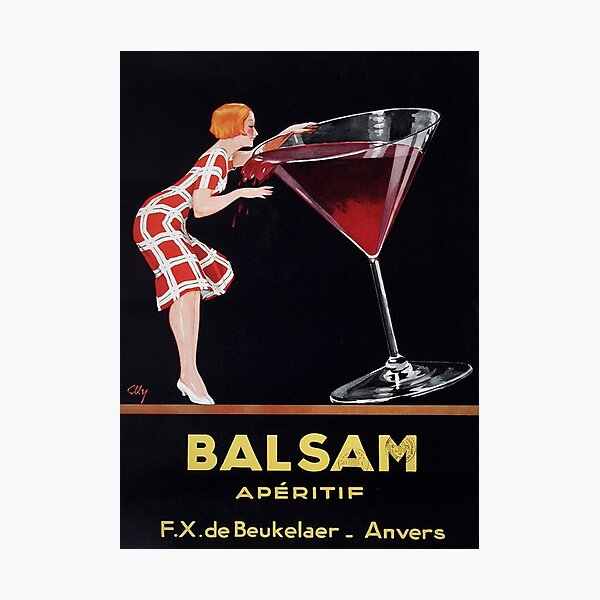 Item preview, Vintage red Balsam aperitif alcoholic beverages advertising poster for kitchen, bar, barroom, and dining room home and wall decor designed and sold by Jéanpaul  Ferro.
