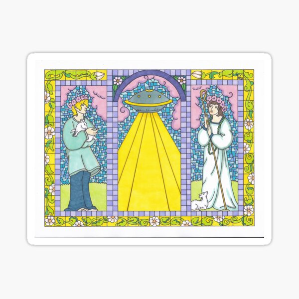 Alien Love Child Stained Glass Window Sticker