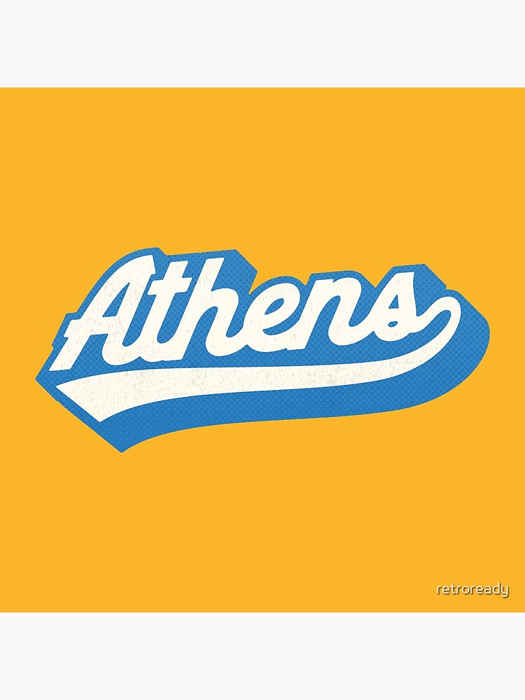 Retro Sports Script Logo | Athens | Metal Print