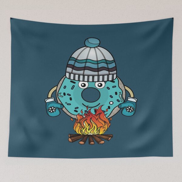 Item preview, Camper Donut warming up his hands with fire designed and sold by Donutlovers.