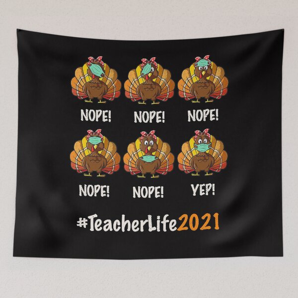 Item preview, 2021 Thanksgiving Teacher life masked Turkey day Autumn Fall designed and sold by PatrickRda.