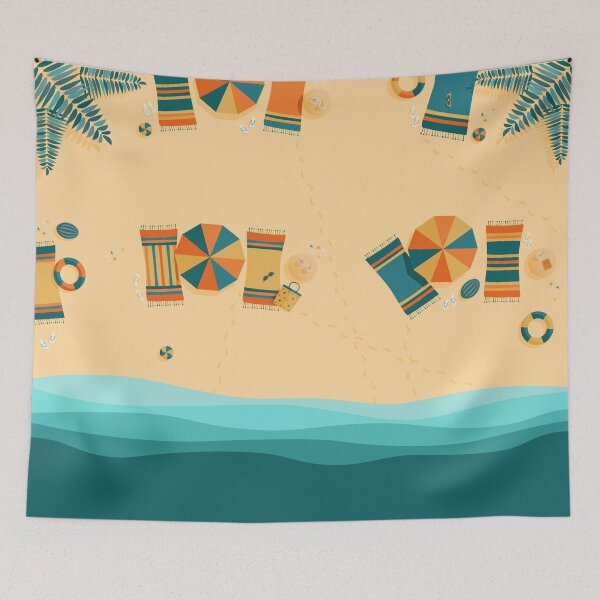 Item preview, Sandy beach, top view, summer vacation illustration designed and sold by kallyfactory.
