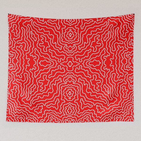 Item preview, Red and White Squiggle Mirror Lines Non-Repeating Pattern designed and sold by Nicolette Olivier.