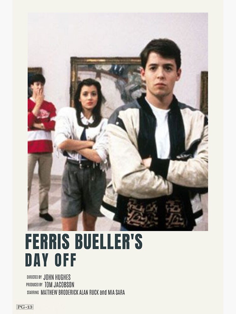 Ferris Bueller S Day Off Minimalistic Poster Sticker For Sale By   Bg,f8f8f8 Flat,750x,075,f Pad,750x1000,f8f8f8 