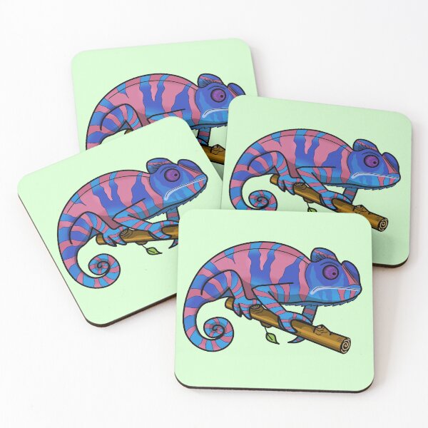 Item preview, Blue and pink chameleon designed and sold by mh-art-.
