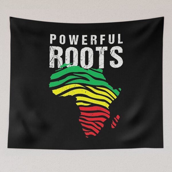 Item preview, Powerful Roots. Reggae Africa pride Map, Green Yellow Red graphic designed and sold by D-C-Designs.