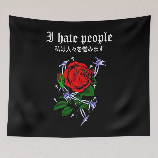 Item preview, I Hate People. Aesthetic Barbed Wire Rose Design product designed and sold by D-C-Designs.