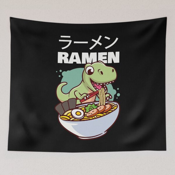 Item preview, Kawaii Dino T-Rex eating Japanese Soup Ramen Noodle graphic designed and sold by D-C-Designs.