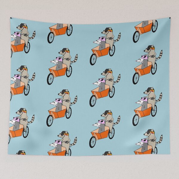 Item preview, Possum and Raccoon on Bike designed and sold by Roanasaurus.