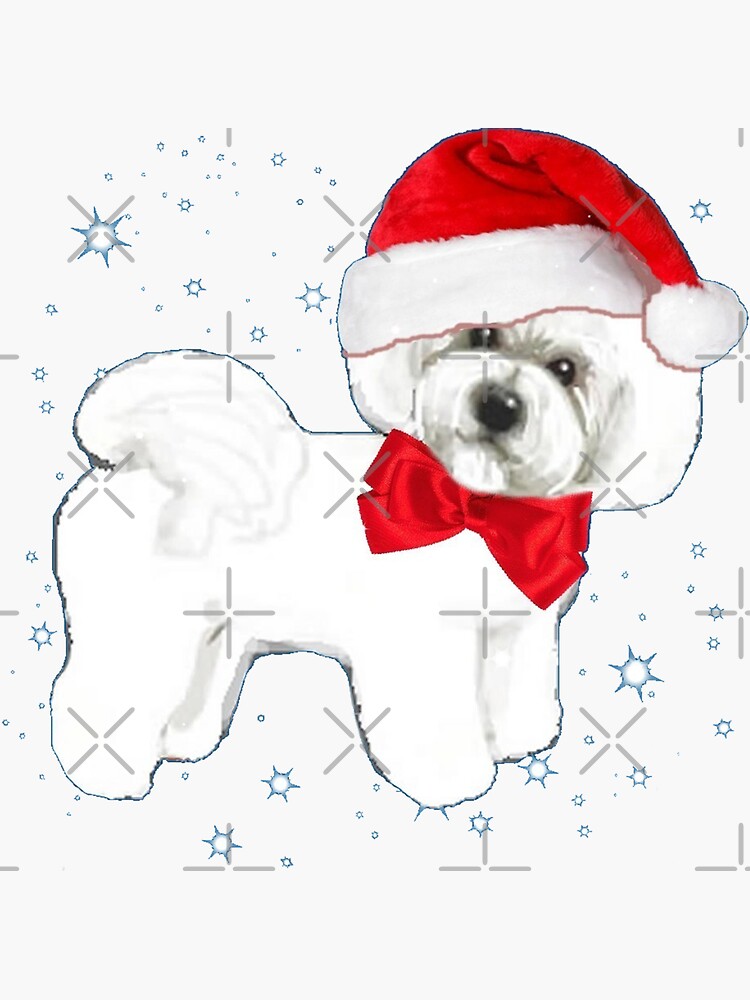 Thumbnail 3 of 3, Sticker, Bichon Frise dog Santa Christmas Hat Fun designed and sold by MagentaRose.