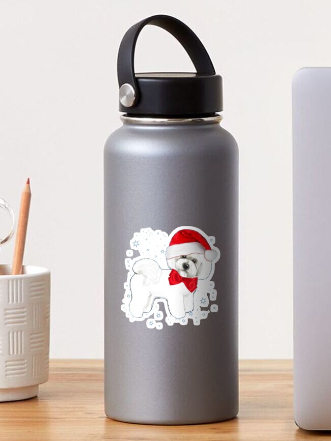 Thumbnail 1 of 3, Sticker, Bichon Frise dog Santa Christmas Hat Fun designed and sold by MagentaRose.