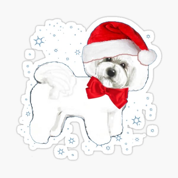 Bichon Frise dog Santa Christmas Hat Fun  Sticker