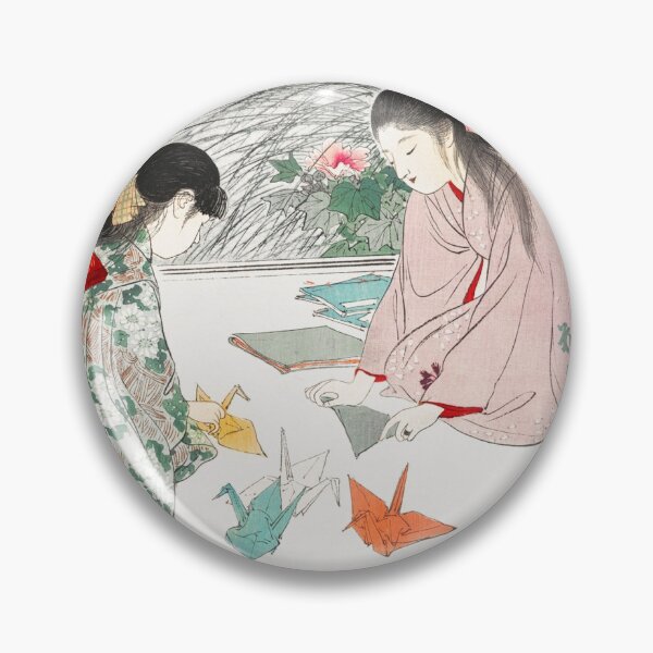 Item preview,  Terazaki - Young Japanese Girls Making Origami Crane Wearing Kimono designed and sold by FrostMintStudio.